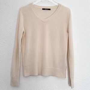 Quince V-Neck Sweater Women Small Cream Ivory 100% Cashmere Capsule Minimalist